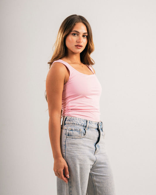 Pink cut basic top