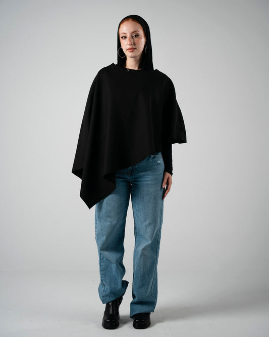 Black Asymmetrical Poncho
