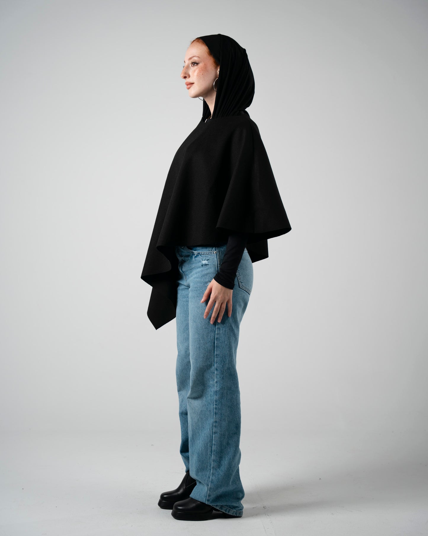 Black Asymmetrical Poncho