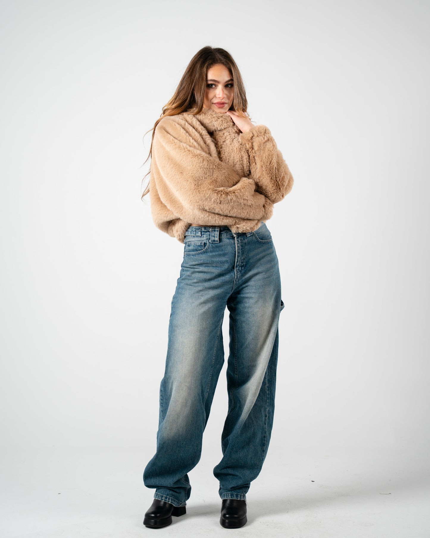 Light beige fur scarf