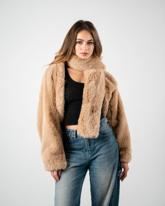 Light beige fur scarf