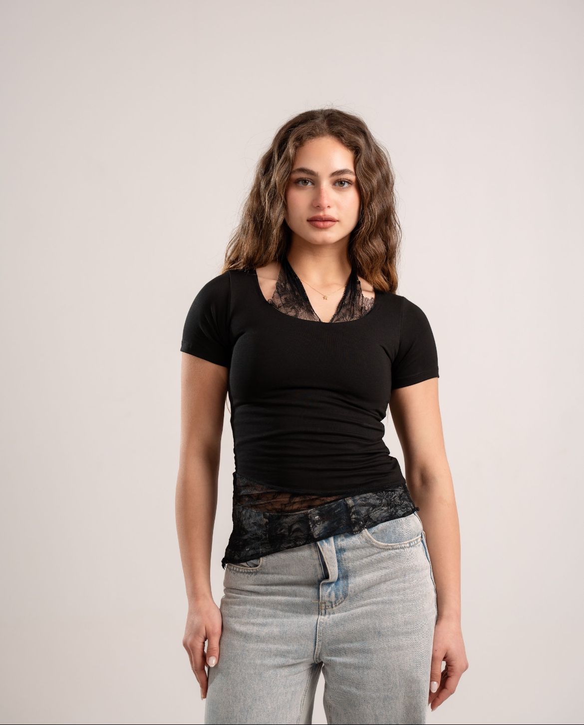 Black Lace Inner Halter Top