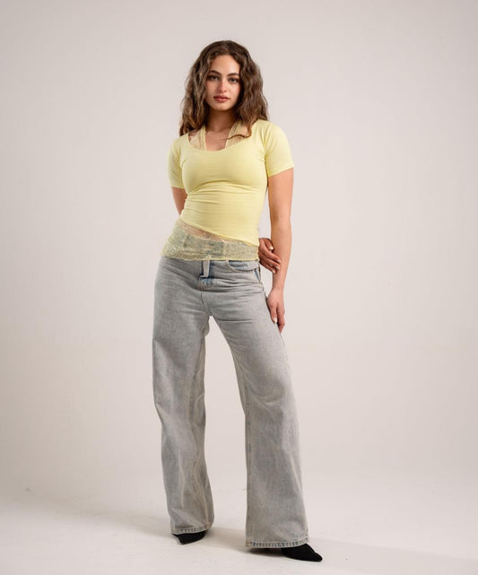 Butter Yellow Lace Inner Halter Top