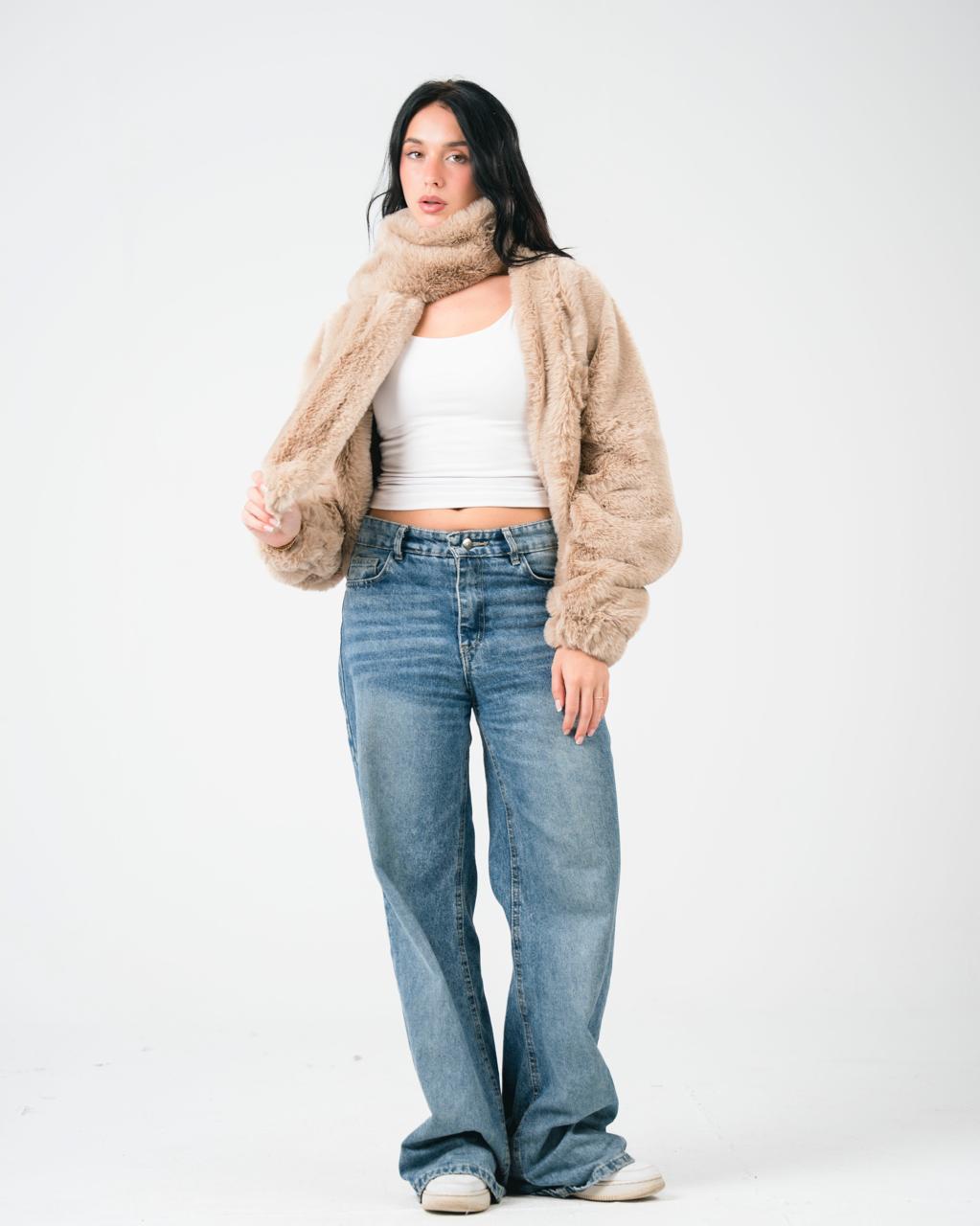 Light beige fur scarf