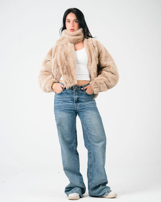 Light beige fur scarf