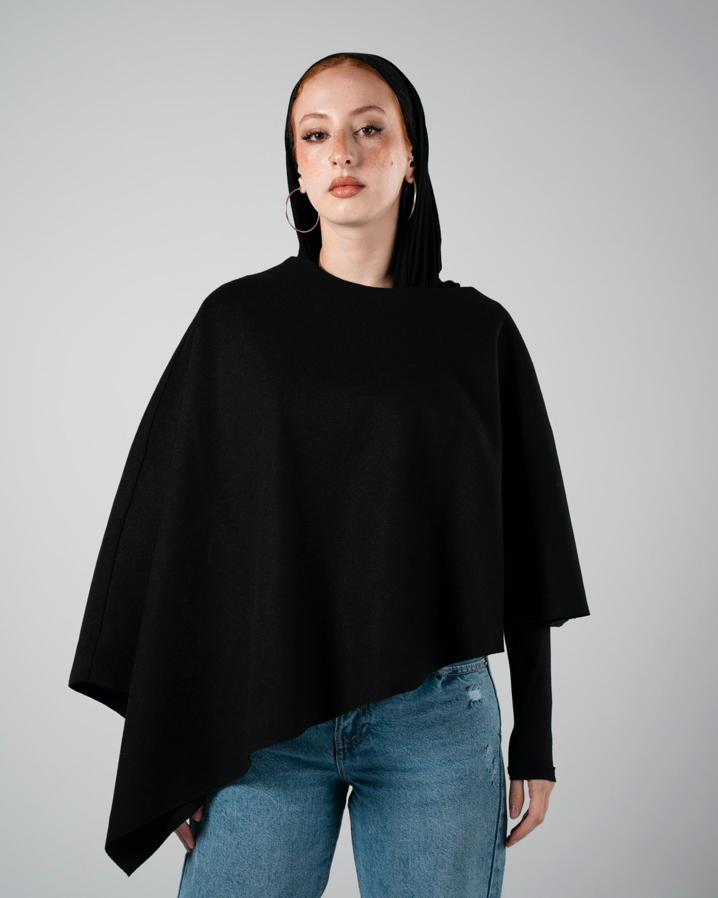 Black Asymmetrical Poncho