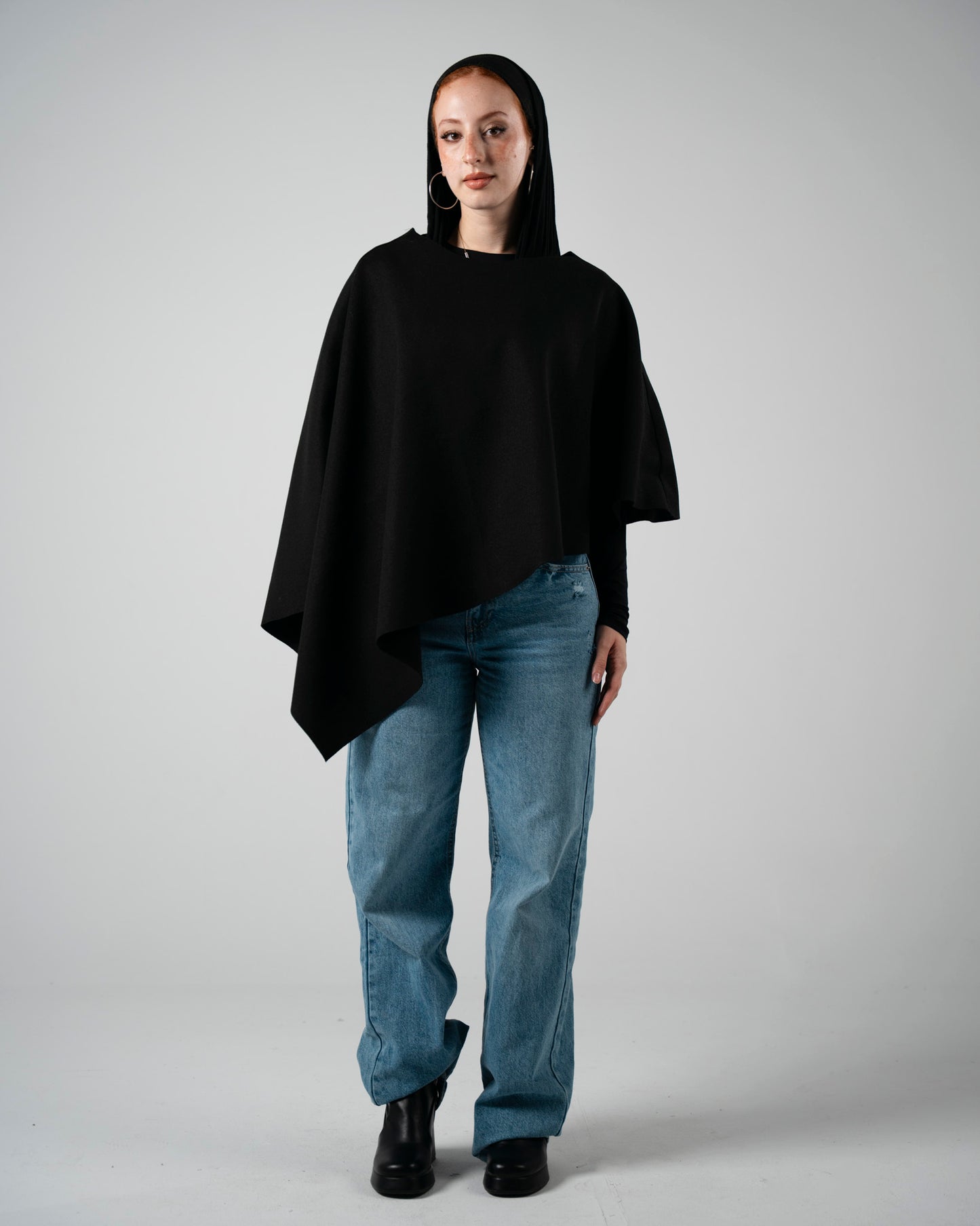 Black Asymmetrical Poncho