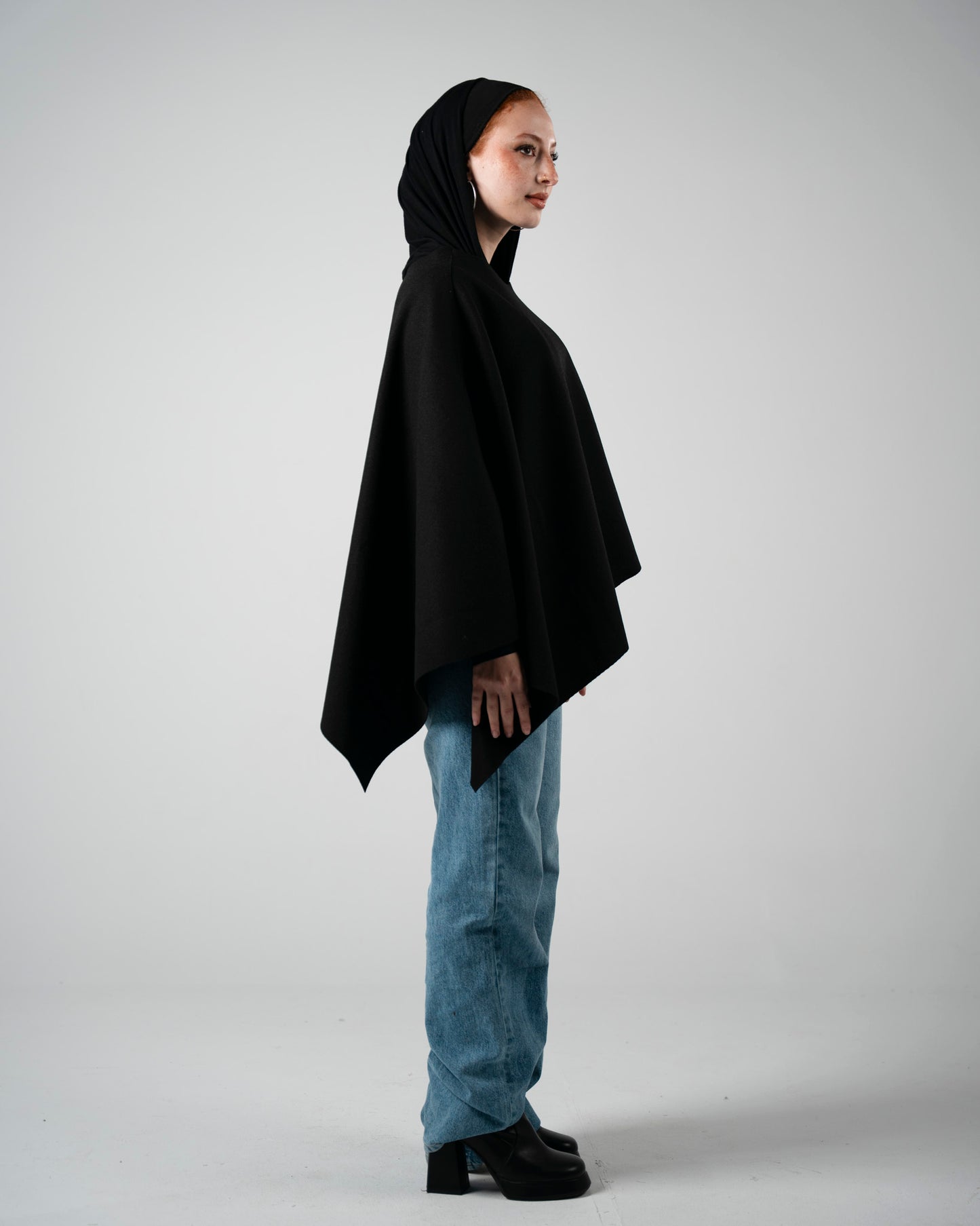 Black Asymmetrical Poncho