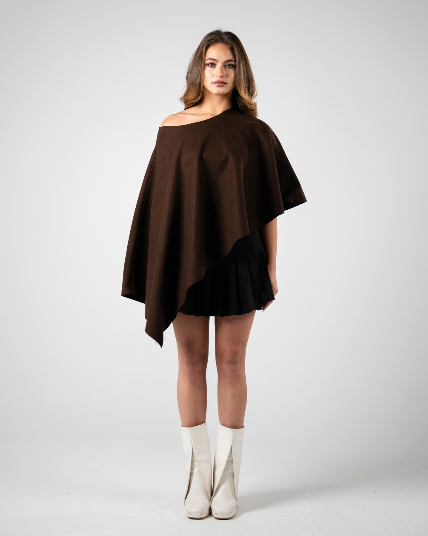 Brown Asymmetrical Poncho