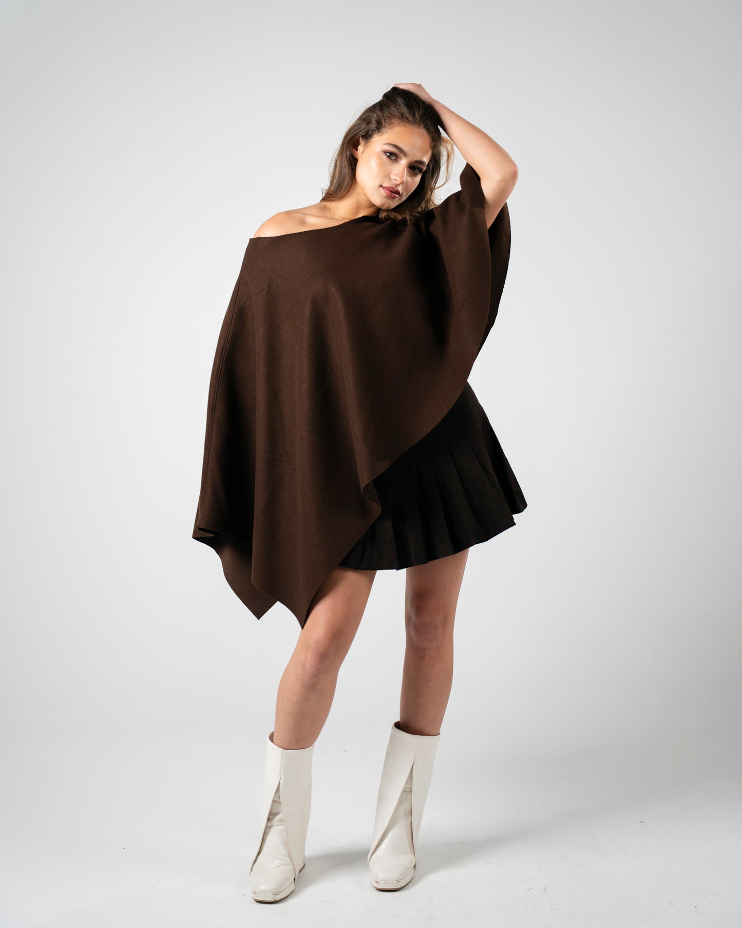 Brown Asymmetrical Poncho