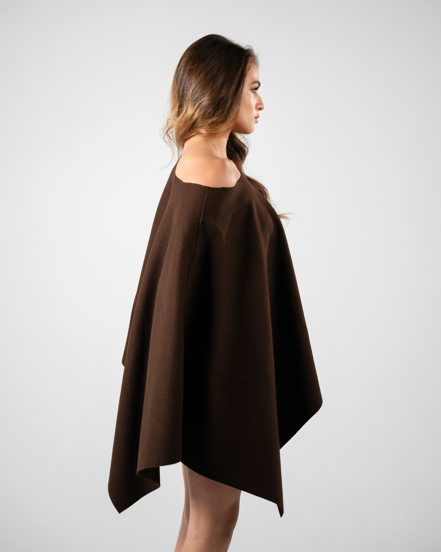 Brown Asymmetrical Poncho