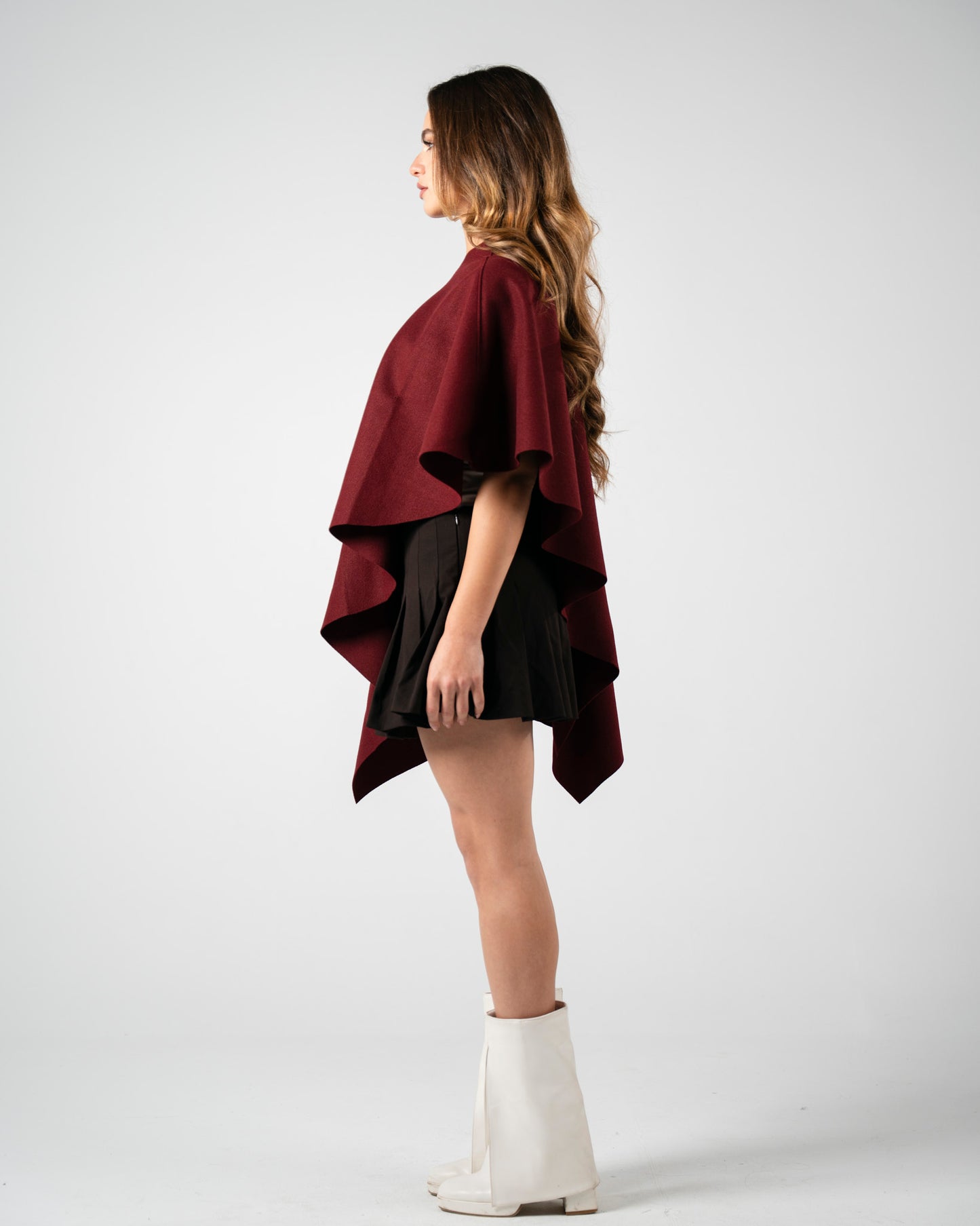 Burgundy Asymmetrical Poncho