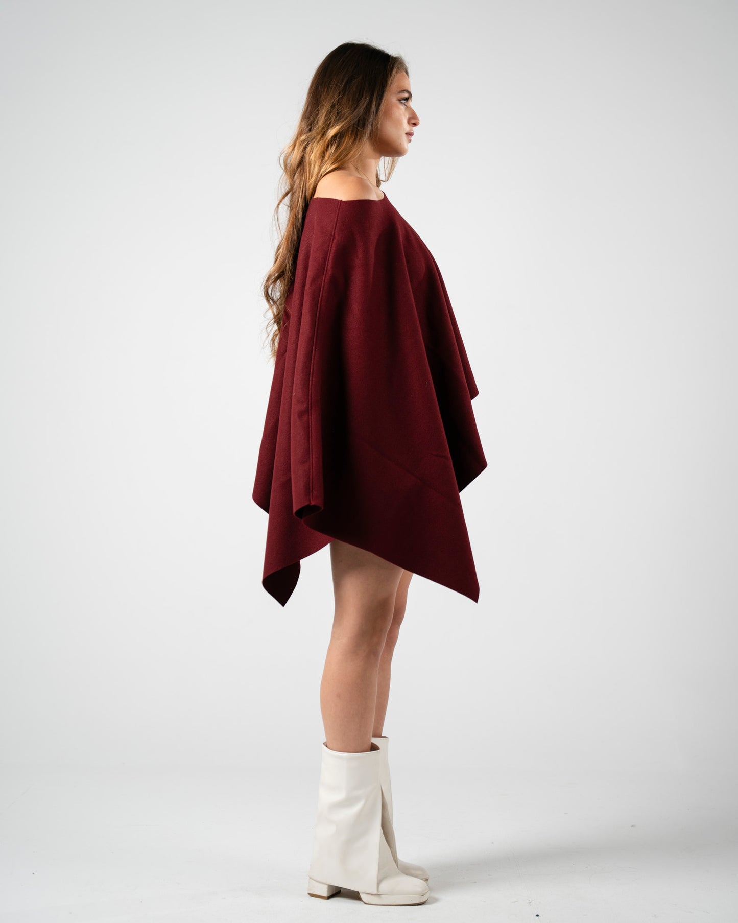 Burgundy Asymmetrical Poncho