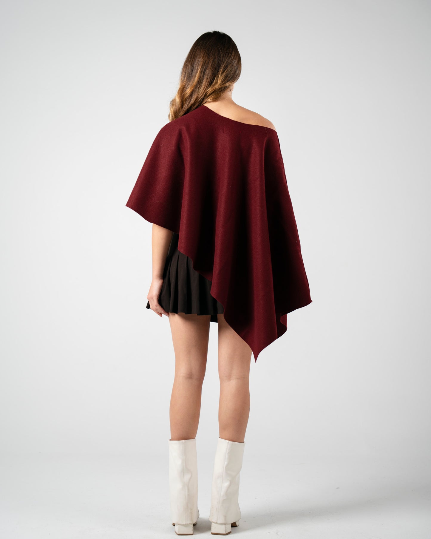 Burgundy Asymmetrical Poncho