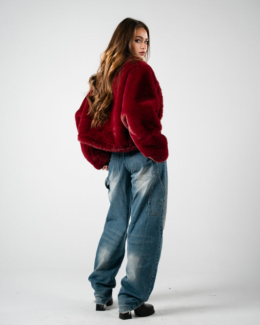 Burgundy Fur Jacket