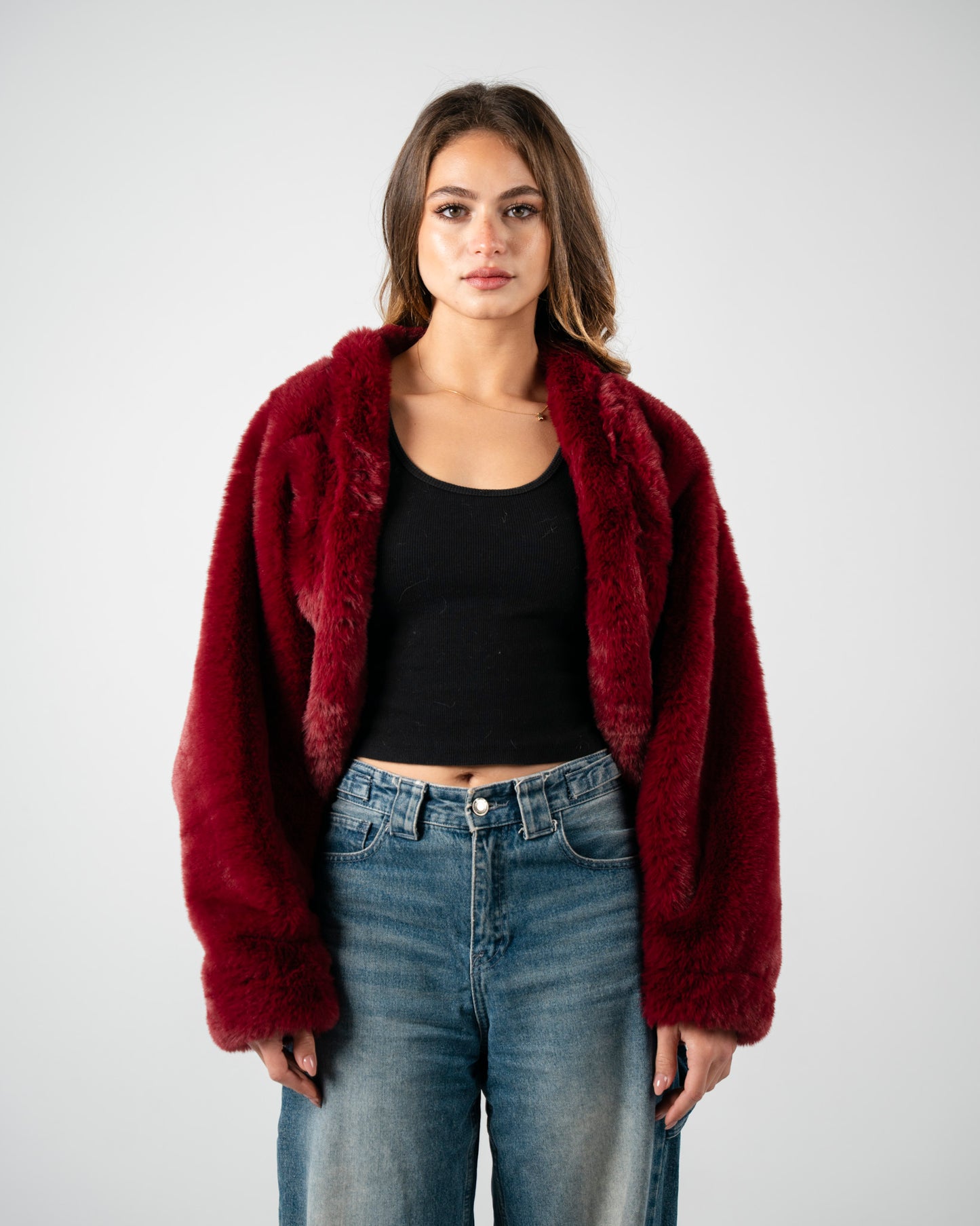 Burgundy Fur Jacket