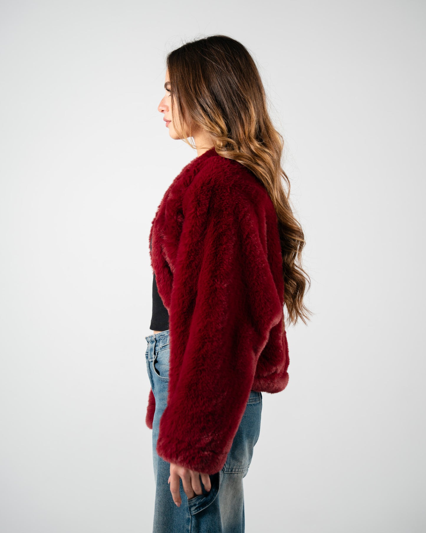 Burgundy Fur Jacket