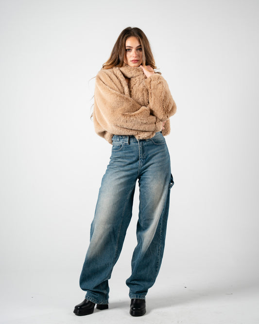 Light beige fur jacket