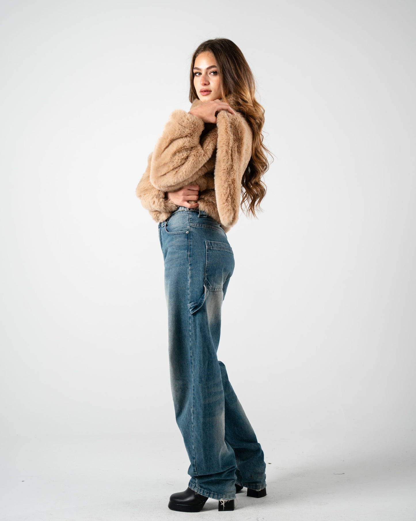 Light beige fur scarf