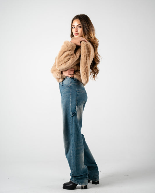 Light beige fur scarf