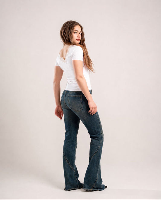 White Lace V-Neck Top