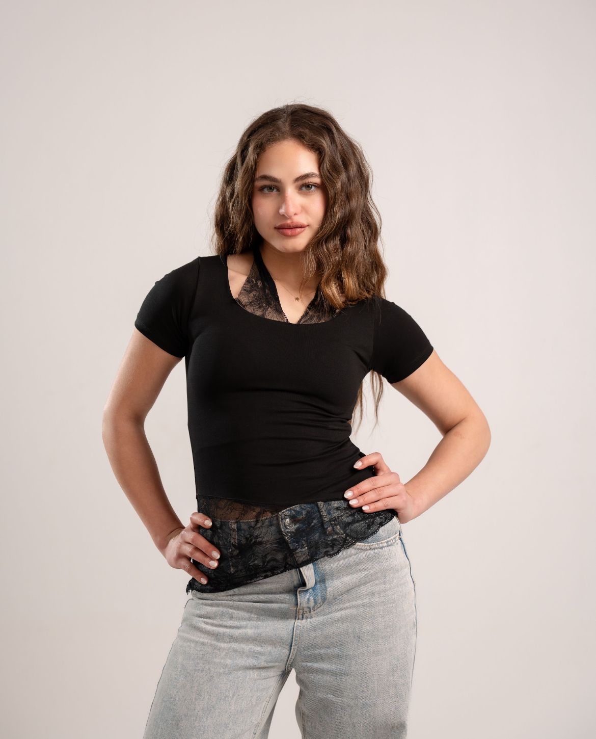Black Lace Inner Halter Top