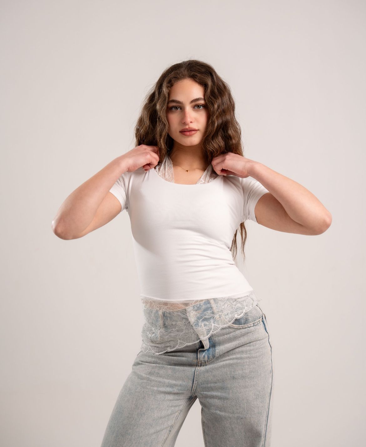 White Lace Inner Halter Top