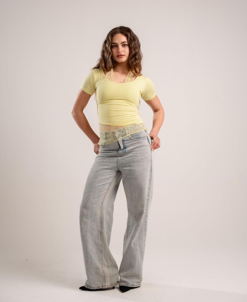 Butter Yellow Lace Inner Halter Top